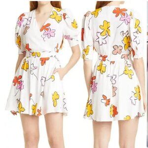 NWT Ted Baker London Wesllie Printed Wrap Front Mini Dress Size 2 (size 4-6 US)